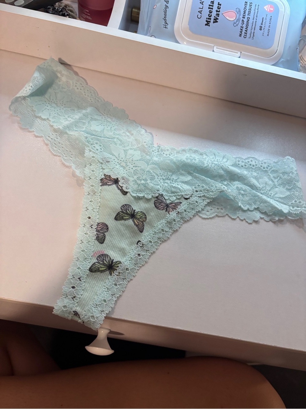 Victoria's Secret Mint Green Lace Butterfly Thong